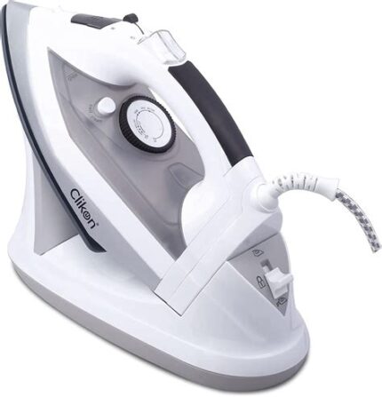 RS Steam Iron for Clothes with Retractable Cord, Vertical Steaming, Anti-Drip Design, Spray Mist and Auto Clean Button, 1200W
