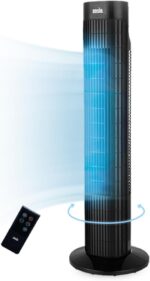 ANSIO 30 inch Black Tower Fan with Remote, 7.5 hours Timer, 3 Speed Settings - Image 2