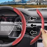 Universal Fit Carbon Fiber Steering Wheel Cover, Anti-Skid Steering Wheel Cover/Segmented Steering Wheel Protector/Car Interior Accessories (red) - Image 3